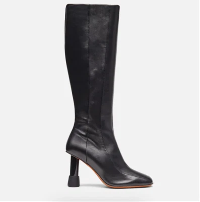 ROBERT CLERGERIE NWB KARL HIGH BOOTS WITH ZIP, BLACK LAMBSKIN SIZE 7 US / 38 EUR - Image 1 of 4