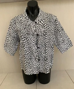 Elliman Womens Animal Print Half Sleeve Linen Shirt Size 12 - Picture 1 of 9