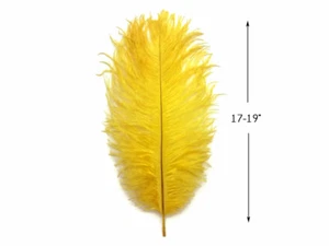 10 Pieces 17-19" Yellow Sun Ostrich Drab Feathers Centerpiece Costume Mardi Gras - Picture 1 of 11