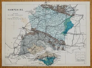 Antique Map HAMPSHIRE, GEOLOGICAL James Reynold, Original 1888 - Picture 1 of 1