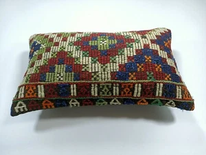 Kilim Pillow Cover 12x20 Turkish Handmade Sofa Couch Floor Lumbar Cushion E22 - Picture 1 of 4