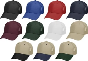 Blank Cotton Twill Constructed Trucker Hat Low Profile Adjustable Cap Mesh Back - Picture 1 of 12