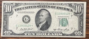1950 A Ten Dollar Bill $10 Federal Reserve Note STAR NOTE * Better Grade #75841 - Picture 1 of 2