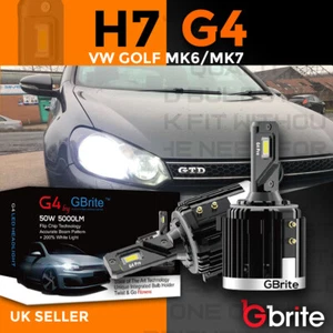 VW Golf MK6 MK7 H7 COB LED Headlight Bulbs Kit 10,000 Lumens Canbus 100W HID G4 - Picture 1 of 8