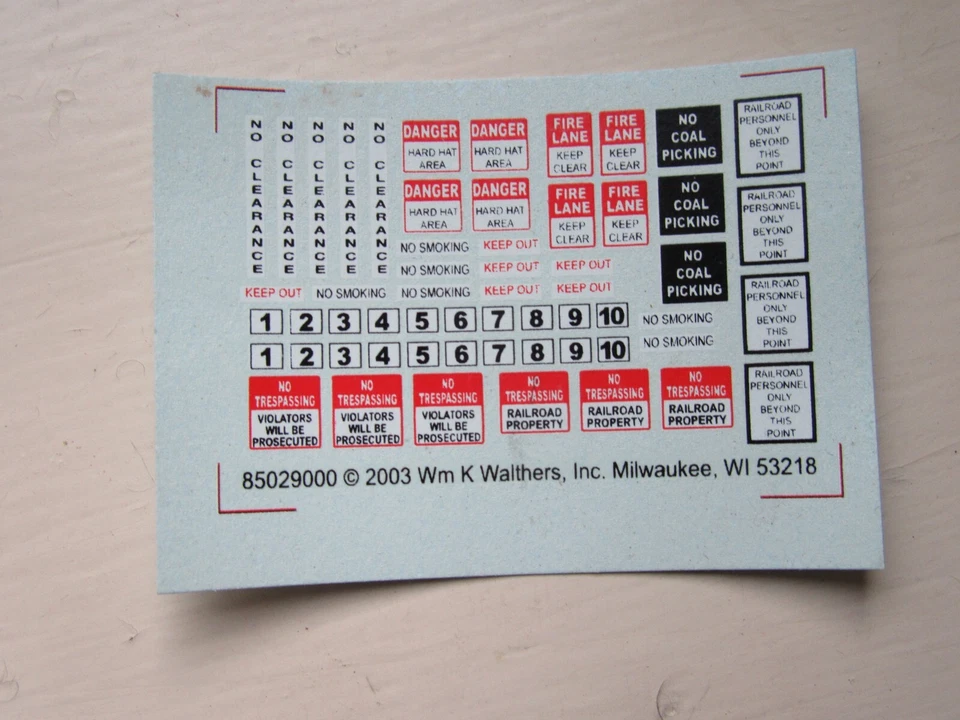 496V Vintage 2003 Walthers 85029000 Decal Réseau Train Electrique Ho Sticker - Photo 1/3