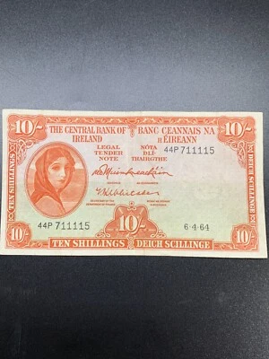 1964’s Ireland Ten Shillings Banknote Lady Lavery - Image 1 of 4