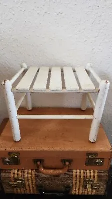 Antique Vtg Primitive Wood Foot Stool Bench Farmhouse Shabby Chippy Stand Riser • 89£
