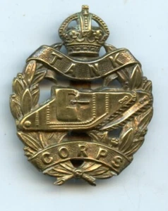 Tank Corps King's Crown Brass Cap Badge - Picture 1 of 2