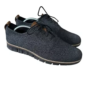 Cole Haan Para Hombres 10.5 Zerogrand Stitchlite Punta de Ala Oxford Negro/Gris Imán C27694 - Imagen 1 de 10