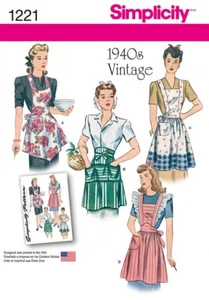 Simplicity Ladies Easy Sewing Pattern 1221 1940s Vintage Style Aprons (Simpli... - Picture 1 of 1