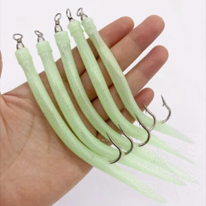 Kirbed Bent Hooks Green & Red Tube Hook Striper EEL Jig Lure 6/0 8/0 10/0 - Picture 1 of 29