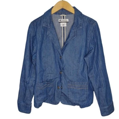 Columbia Women's Blue Denim Jean Blazer Jacket Chambray Size Medium - Image 1 of 3