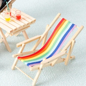 2PC 1/12 Scale Doll House Miniatures Furniture Beach Leisure Armchair Handmade - Picture 1 of 7
