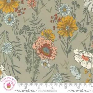 Moda WOODLAND WILDFLOWERS 45580 13 Taupe  Floral FANCY THAT Quilt Fabric - Picture 1 of 4