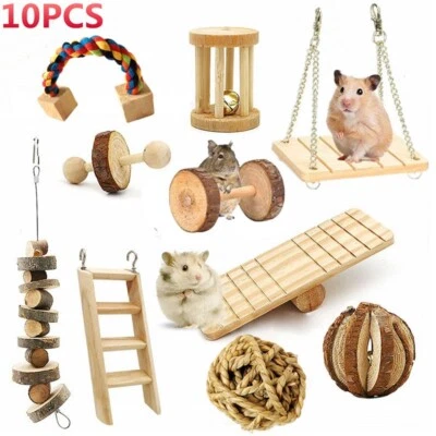 10 Teiliges Set Hamster Zubehör Kauspielzeug Meerschweinchen Ratten Chinchillas - Bild 1 von 4