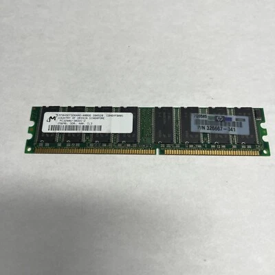 Micron HP 256MB DDR Non ECC PC-3200U 400Mhz DIMM MT8VDDT3264AG-40BG6 326667-041 - Image 1 of 4