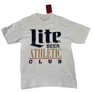 Neu mit Etikett Miller Lite Beer Athletic Club Herren T-Shirt M weiß Tee Mitchell and Ness - Bild 1 von 8