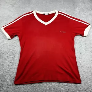 Vintage 70s 80s Ringer Shirt Mens Large Red Short Sleeve Single Stitch Ribbed US - Picture 1 of 15