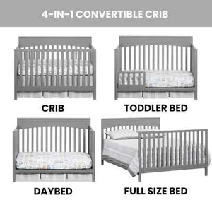 Cunas para Bebes 4 en 1 Convertible Cama para Niños Marco Baby Crib Gray NEW - Picture 1 of 12