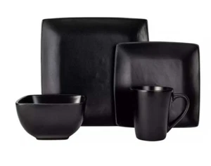 Bosa Square 16 Piece Stoneware Dinner Set - Balck - Picture 1 of 1