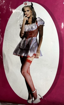 Sexy Nurse Costume WITH Hat & Attached Petticoat, Size L, BRAND NEW - Image 1 of 4