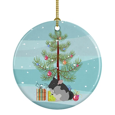 Black Velvet Chinchilla Merry Christmas Ceramic Ornament CK4432CO1 - Image 1 of 2