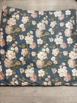 Edredón Ralph Lauren Azul Melocotón Estampado Floral Completo/Reina Reversible Rayas RARO Foto 1 de 4