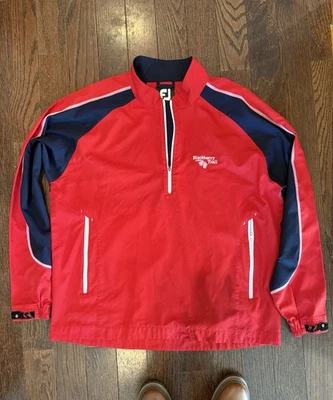 Chaqueta Pullover FootJoy FJ Golf Grande Roja Azul Marino Media Cremallera Cortavientos Foto 1 de 4