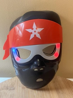 Ninja LED Light Up Mask Adult One Size Black Red Shuriken Band Halloween Cosplay - Image 1 of 2