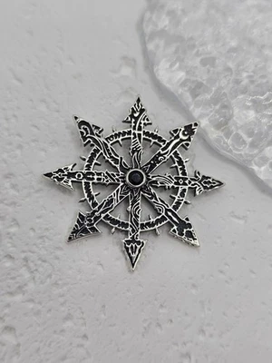 Amuleto oculto colgante de ónix negro de plata de ley 925 Chaos Star Foto 1 de 3