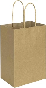 100 Pack Small Brown Paper Bags with Handles 5.25X3.25X8 Inch - Bild 1 von 12