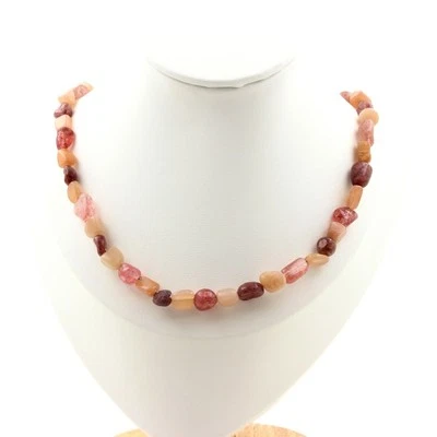 Stones And Minerals. Strawberry Quartz Bead Necklace From Madagascar + Stone Of - Image 1 of 4