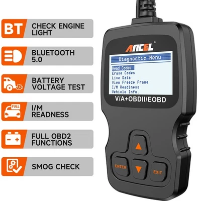 ANCEL AD310 BT OBD2 Scanner I/M Readnes Bluetooth Engine Diagnostic Scan Tool - Image 1 of 4