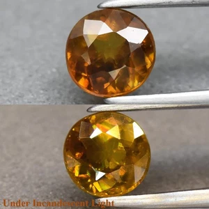 0.70ct 5mm VS Round Natural Greenish Yellow Sphene Gemstone, High Luster - Picture 1 of 4