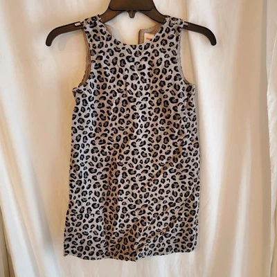 Gymboree Dress Girls Size 7 Gray Leopard KITTY Jumper Sleeveless Corduroy - Image 1 of 4