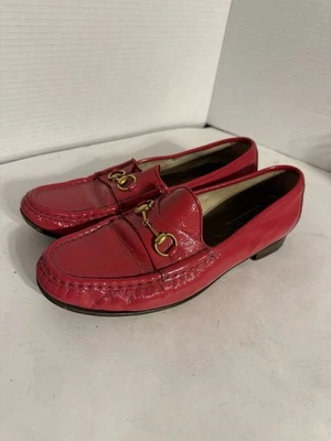 Vintage Gucci Ladies Red Leather Loafers Size 40 RARE - Image 1 of 4