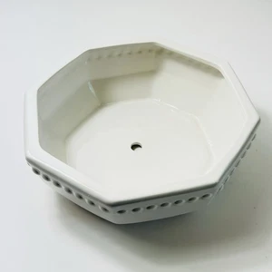 White Pentagon Shaped Ceramic Plant Pot 2 Inch Deep - Picture 1 of 6