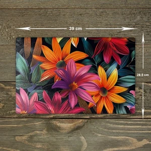 Flowers Glass Chopping Board - Cutting Board Worktop Saver Purple Orange Red A3 - Picture 1 of 5