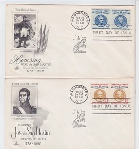 TurtlesTradingPost- Jose de San Martin 1959 FDC#1125-26 Artcraft Matching Pairs - Picture 1 of 1