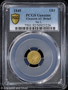 1849 $1 Liberty Head Gold Dollar PCGS Genuine AU Detail | No L - Picture 1 of 4