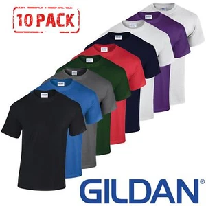 10 PACK Gildan Mens T-Shirt Heavy Cotton Plain Short Sleeve Tee Top Multi Colors - Picture 1 of 12