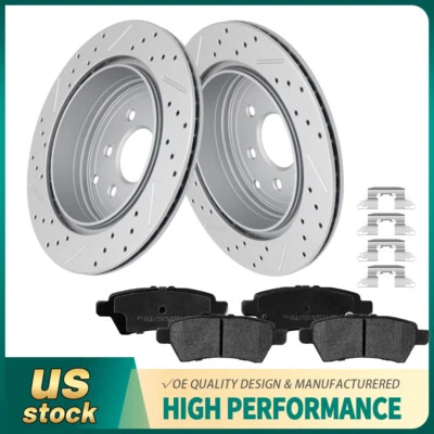 Rear Drilled Brake Rotors Ceramic Pads for 2005 - 2010 2012 Nissan Pathfinder - Image 1 of 4