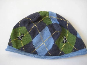 LL Bean navy blue green ARGYLE SCOTTY DOG HAT scottish terrier boy cap l l 4 4T - Picture 1 of 2