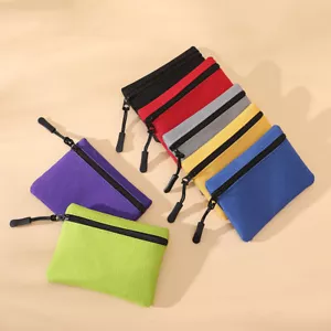 Solid Waterproof Canvas Mini Purse Card Holder Short Wallet Pouch Coin Bag Zip - Picture 1 of 32