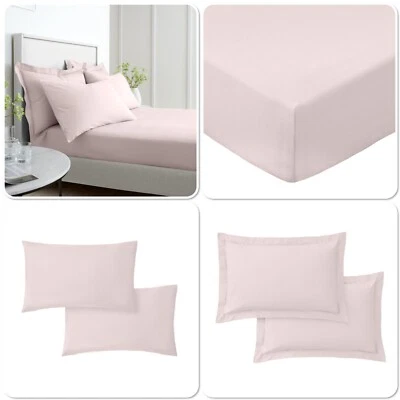 Bianca 200TC Cotton Percale Extra Deep Fitted Sheet Or Pillowcases Blush - Image 1 of 4