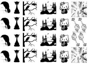 Gothic Raven Cat Tree 26 pcs 1" to 1-1/4" Black Fused Glass Decals - Picture 1 of 1