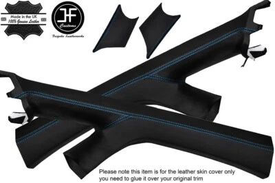 AFORCE AUTO BLUE STITCH 2X A PILLAR LEATHER COVERS FITS VW VOLKSWAGEN CADDY MK3 2K 05-15