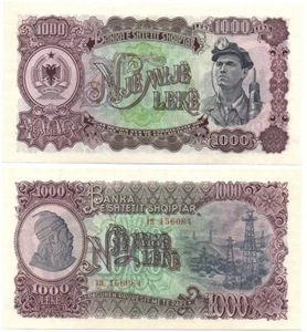 Albania - 1000 Leke 1957 aUNC / XF+ Pick 32a Lemberg-Zp - Picture 1 of 1