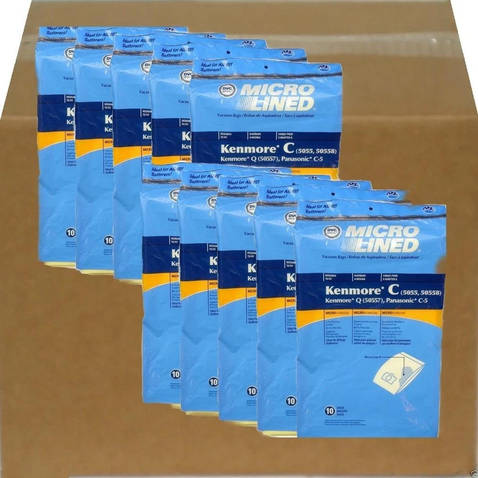 100 Pack of Kenmore Canister 5055, 50557 and 50558 Vacuum Bags - Image 1 of 1