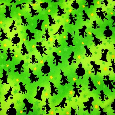 Green Halloween Black Witches Trick Treat fabric Jo Anns Fabric COTTON 42"x3 Yds - Image 1 of 4